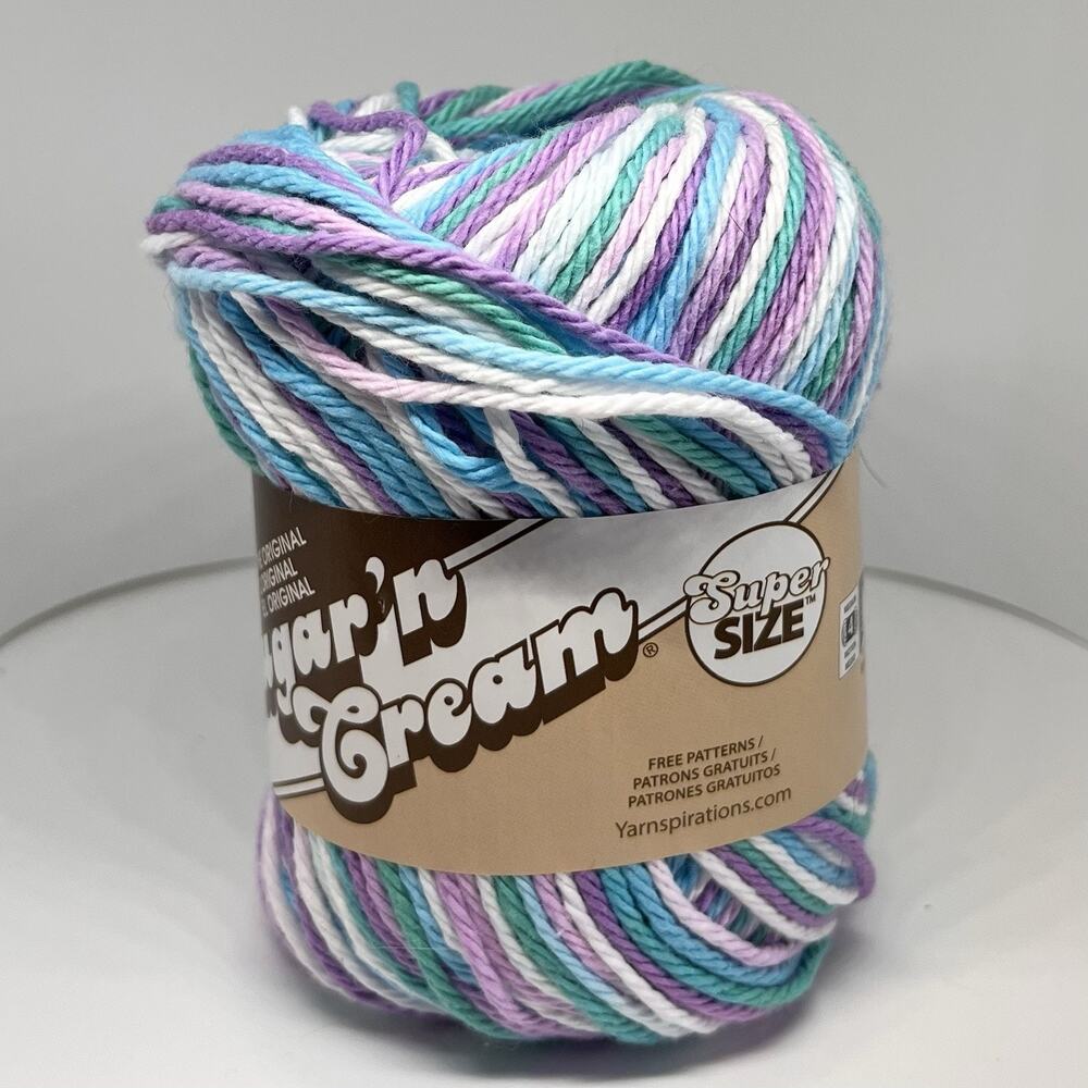 Lily Sugar ‘n Cream Super Size Yarn, Beach Ball Blue